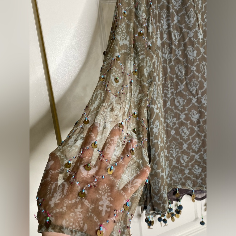 Soft Surroundings Sheer Boho Beaded Top - Picture 4 of 6